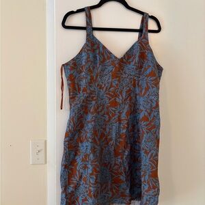 Madewell Floral Mini Dress in Blue and Brown